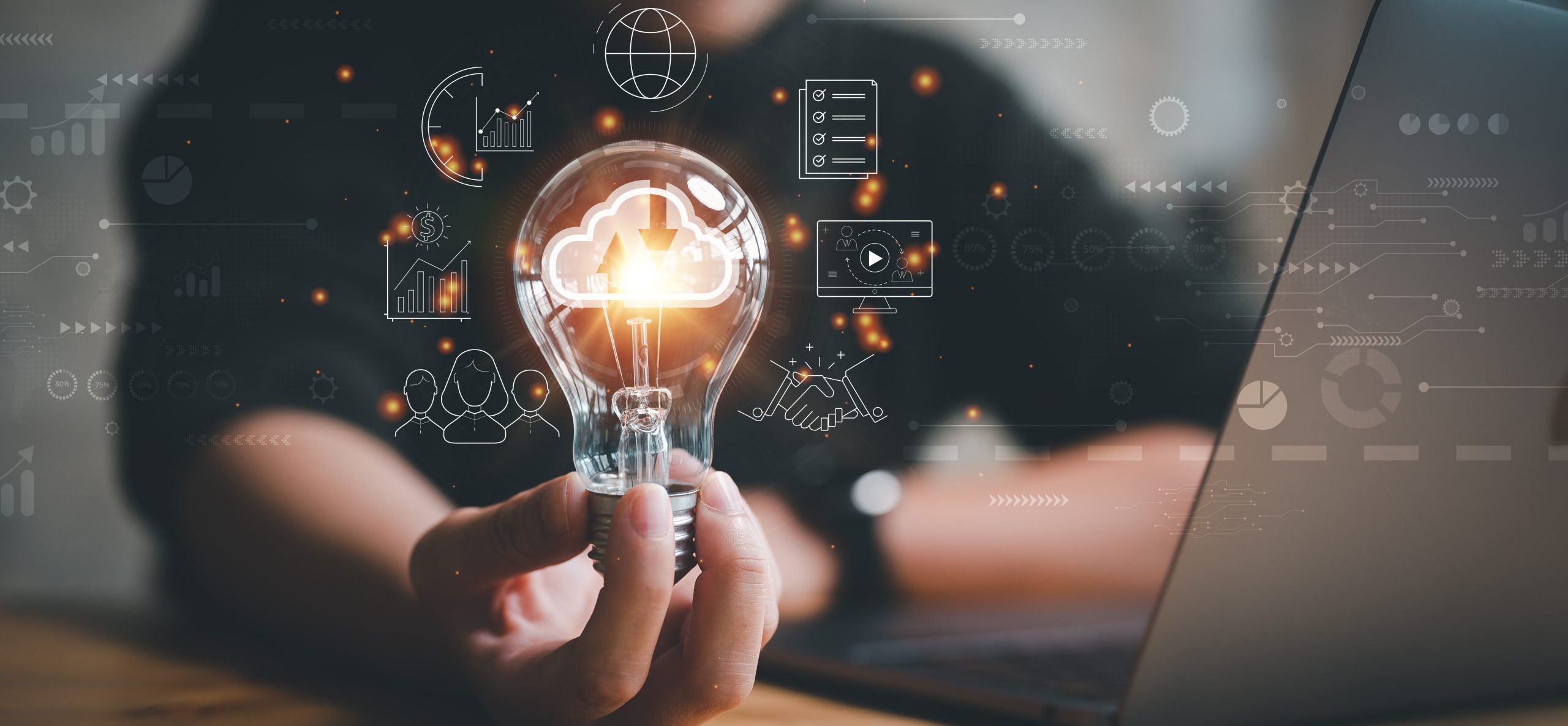woman hand holding light bulb global internet connection. business global internet connection application technology and digital marketing, financial and banking, digital link tech, big data.